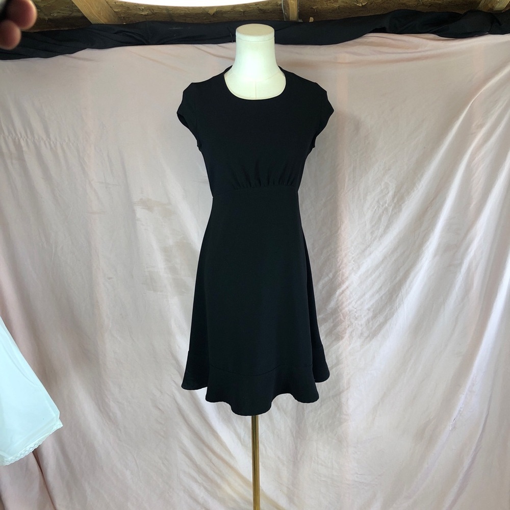 Banana Republic Black Cap-Sleeve Fit & Flare Dress Size 0